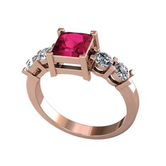 Pya 5 Taş Yüzük - Rodolit garnet ve pırlanta 8 ayar rose altın yüzük (0.64 karat) #1jd0mqx