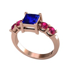 Pya 5 Taş Yüzük - Lab safir ve rodolit garnet 18 ayar rose altın yüzük #1jeq8pr