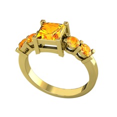 Pya 5 Taş Yüzük - Sitrin 8 ayar altın yüzük #1jklwk