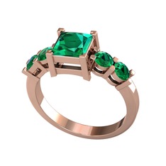 Pya 5 Taş Yüzük - Yeşil kuvars 18 ayar rose altın yüzük #1krf8y5