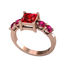 Pya 5 Taş Yüzük - Garnet ve rodolit garnet 18 ayar rose altın yüzük #1vhmduw