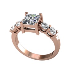 Pya 5 Taş Yüzük - Pırlanta ve beyaz zirkon 14 ayar rose altın yüzük (1.24 karat) #1vx9efj