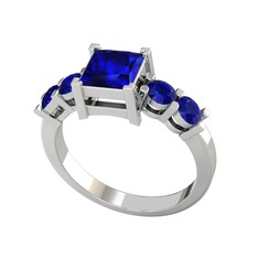 Pya 5 Taş Yüzük - Lab safir 8 ayar beyaz altın yüzük #59qxn