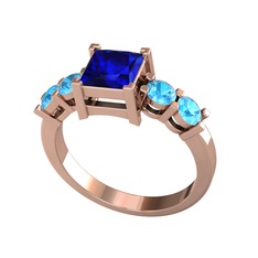 Pya 5 Taş Yüzük - Lab safir ve akuamarin 8 ayar rose altın yüzük #5q0h97