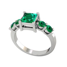 Yeşil kuvars 8 ayar beyaz altın yüzük