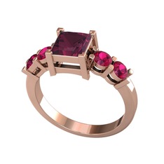Kök yakut ve rodolit garnet 925 ayar rose altın kaplama gümüş yüzük