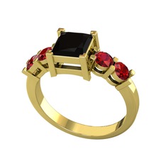 Siyah zirkon ve garnet 8 ayar altın yüzük