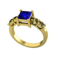 Pya 5 Taş Yüzük - Lab safir ve peridot 925 ayar altın kaplama gümüş yüzük #ardxab