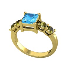 Akuamarin ve peridot 8 ayar altın yüzük