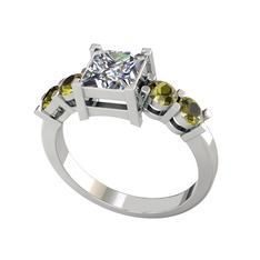 Pırlanta ve peridot 14 ayar beyaz altın yüzük (1.24 karat)