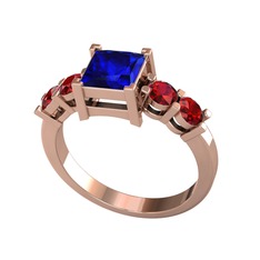 Pya 5 Taş Yüzük - Lab safir ve garnet 14 ayar rose altın yüzük #ejolqh