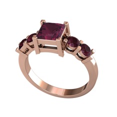 Pya 5 Taş Yüzük - Kök yakut 18 ayar rose altın yüzük #f9a6h
