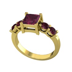 Pya 5 Taş Yüzük - Kök yakut 14 ayar altın yüzük #he101t