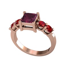 Pya 5 Taş Yüzük - Kök yakut ve garnet 925 ayar rose altın kaplama gümüş yüzük #hm5aqa