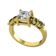 Swarovski ve peridot 925 ayar altın kaplama gümüş yüzük