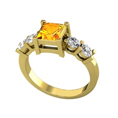 Sitrin ve swarovski 14 ayar altın yüzük