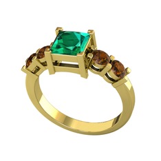 Yeşil kuvars ve dumanlı kuvars 18 ayar altın yüzük