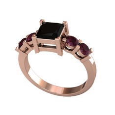 Pya 5 Taş Yüzük - Siyah zirkon ve kök yakut 14 ayar rose altın yüzük #jviwqx