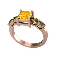Pya 5 Taş Yüzük - Sitrin ve peridot 18 ayar rose altın yüzük #kfwwvu