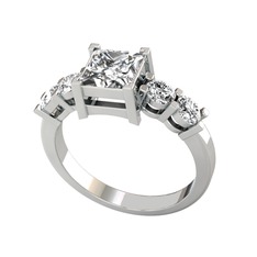 Pya 5 Taş Yüzük - Beyaz zirkon ve swarovski 18 ayar beyaz altın yüzük #l2fonj