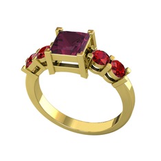 Pya 5 Taş Yüzük - Kök yakut ve garnet 18 ayar altın yüzük #mkungl