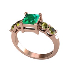 Yeşil kuvars ve peridot 14 ayar rose altın yüzük