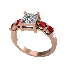 Pırlanta ve garnet 8 ayar rose altın yüzük (1.24 karat)