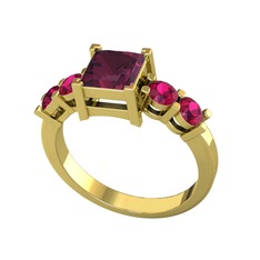 Kök yakut ve rodolit garnet 925 ayar altın kaplama gümüş yüzük