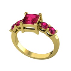 Pya 5 Taş Yüzük - Rodolit garnet 8 ayar altın yüzük #tntxmp