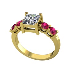 Pırlanta ve rodolit garnet 925 ayar altın kaplama gümüş yüzük (1.24 karat)