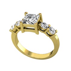 Pya 5 Taş Yüzük - Swarovski 925 ayar altın kaplama gümüş yüzük #x8b091