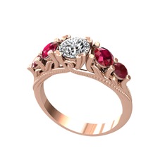 Eden 5 Taş Yüzük - Swarovski, rodolit garnet ve kök yakut 18 ayar rose altın yüzük #11al73w