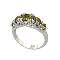 Eden 5 Taş Yüzük - Peridot 18 ayar beyaz altın yüzük #127r3s3