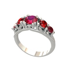 Rodolit garnet, garnet ve kök yakut 925 ayar gümüş yüzük
