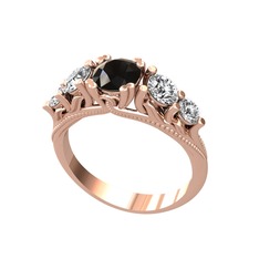 Siyah zirkon, beyaz zirkon ve swarovski 14 ayar rose altın yüzük