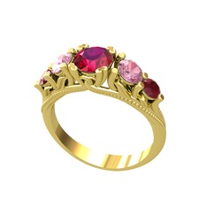 Eden 5 Taş Yüzük - Rodolit garnet, pembe kuvars ve kök yakut 8 ayar altın yüzük #15cw389