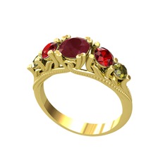 Eden 5 Taş Yüzük - Kök yakut, garnet ve peridot 18 ayar altın yüzük #16xcqeq