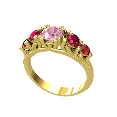 Eden 5 Taş Yüzük - Pembe kuvars, rodolit garnet ve garnet 18 ayar altın yüzük #189u950