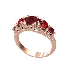 Kök yakut ve garnet 8 ayar rose altın yüzük