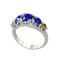 Lab safir ve peridot 925 ayar gümüş yüzük