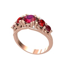 Eden 5 Taş Yüzük - Rodolit garnet, garnet ve kök yakut 14 ayar rose altın yüzük #1cf3u08