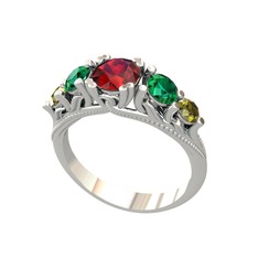 Garnet, yeşil kuvars ve peridot 925 ayar gümüş yüzük