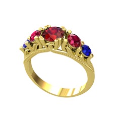Eden 5 Taş Yüzük - Garnet, rodolit garnet ve lab safir 925 ayar altın kaplama gümüş yüzük #1dc7wwy