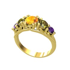 Eden 5 Taş Yüzük - Sitrin, peridot ve ametist 18 ayar altın yüzük #1dmwvhb