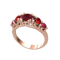 Eden 5 Taş Yüzük - Kök yakut, garnet ve rodolit garnet 18 ayar rose altın yüzük #1flpzt0
