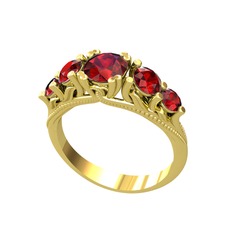 Eden 5 Taş Yüzük - Garnet 18 ayar altın yüzük #1i6awxd