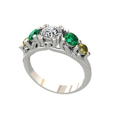 Swarovski, yeşil kuvars ve peridot 925 ayar gümüş yüzük