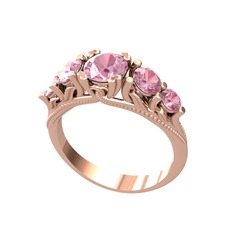 Eden 5 Taş Yüzük - Pembe kuvars 18 ayar rose altın yüzük #1k3shj8