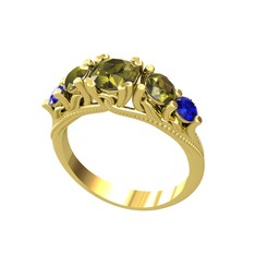 Peridot ve lab safir 8 ayar altın yüzük