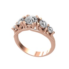 Eden 5 Taş Yüzük - Swarovski ve beyaz zirkon 14 ayar rose altın yüzük #1llw28t